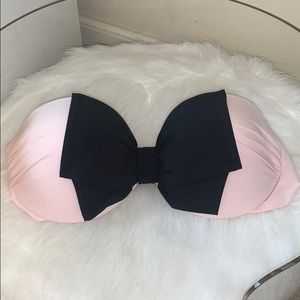 Pink black bow bikini bandeau